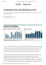 Companhias têm caixa limitado na crise - Jornal Valor Econômico - 09/04/2020