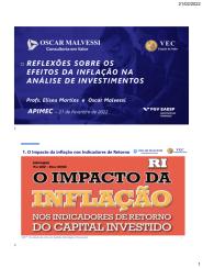 Reflexões sobre os efeitos da Inflação na Análise de Investimentos -APIMEC - 21/02/2022