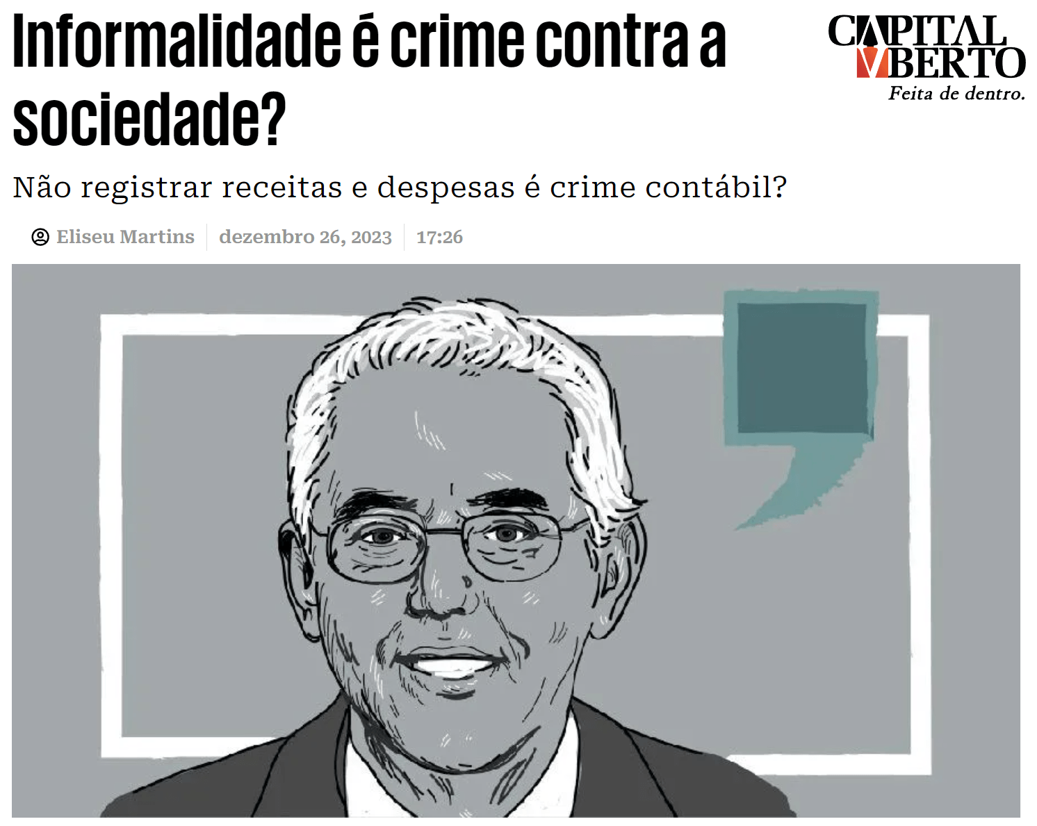 Informalidade é crime contra a sociedade? - Prof. Eliseu Martins - Carta Capital - 26/12/2023